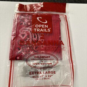 Vintage Open Trails XL Bandana Red 22x22 Inches J39